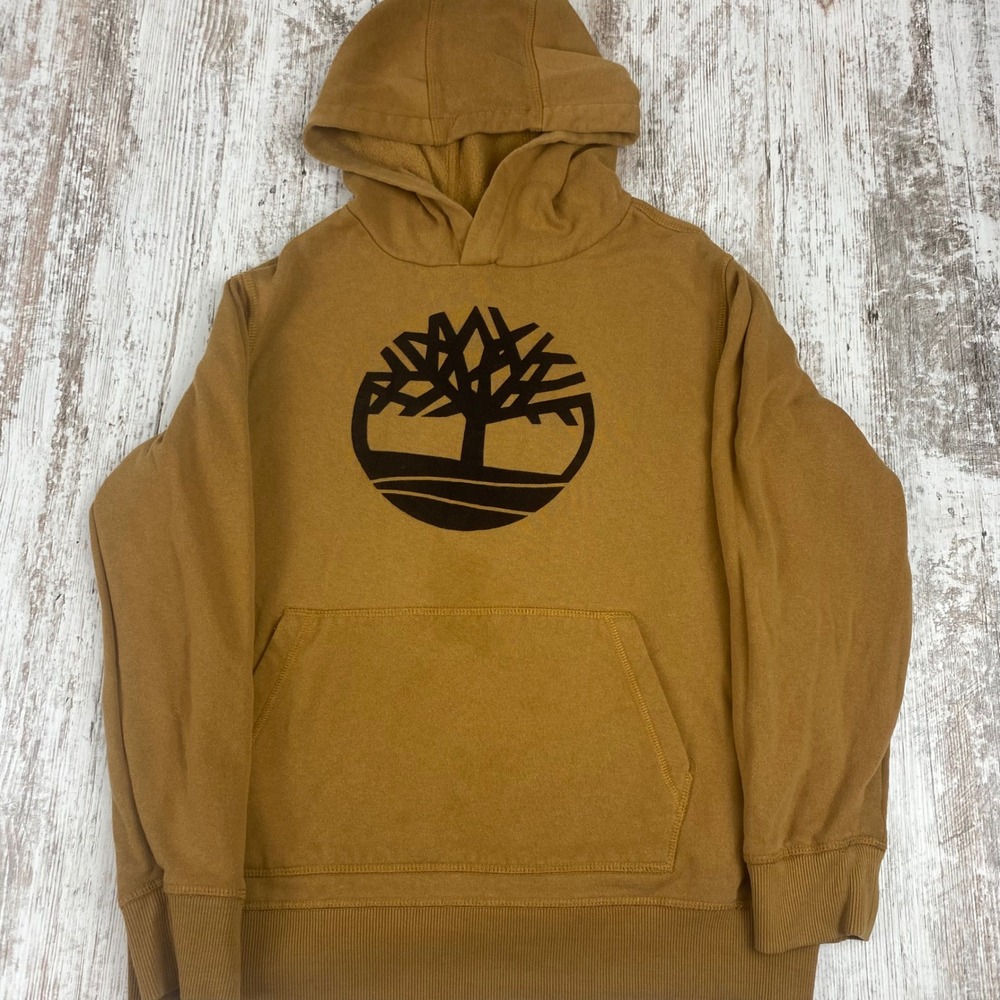 Timberland Youth Boys Tree Logo Pullover Hoodie Large 14/16 Wheat Brown Fleece